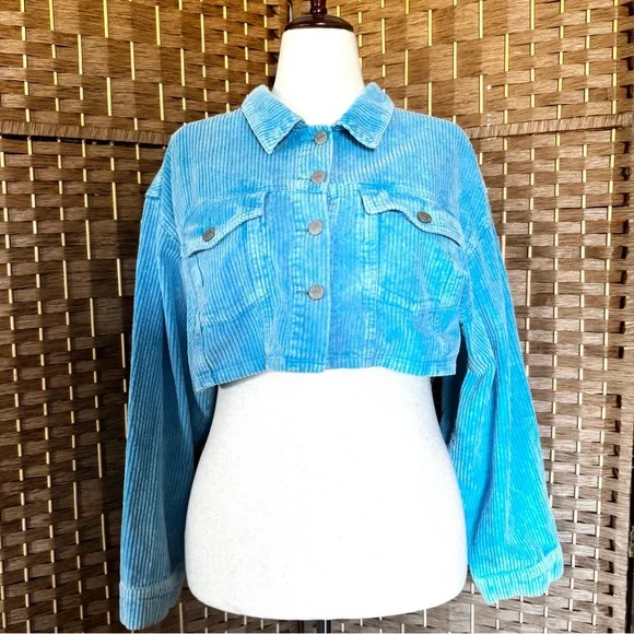 Urban Outfitters BDG blue corduroy cropped jacket L - Picture 3 of 16